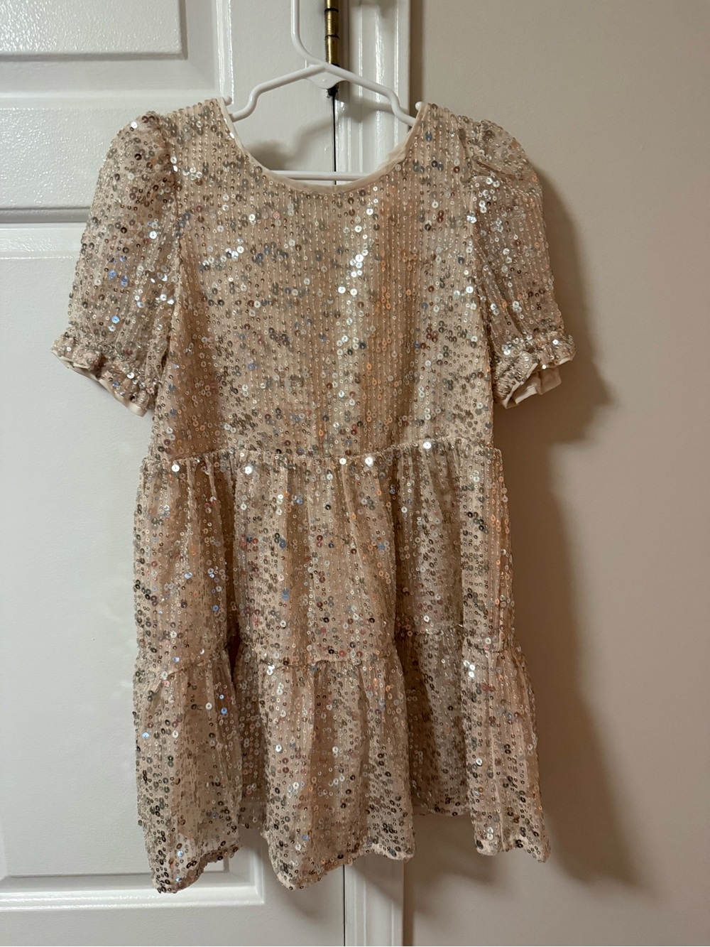 Cat & Jack Girls' Gold Sequin Tiered Party Dress